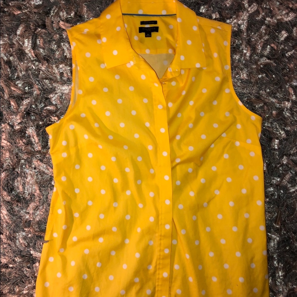 Talbots Yellow Polka Dot Petite Size 8 Blouse